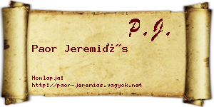 Paor Jeremiás névjegykártya